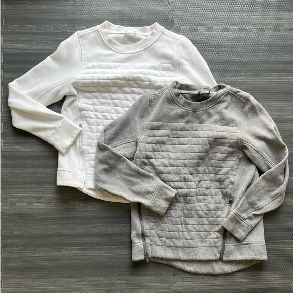 Lululemon Fleece Be True Crew Sweatshirts in Heathered Medium Grey & White 4 - Picture 1 of 12